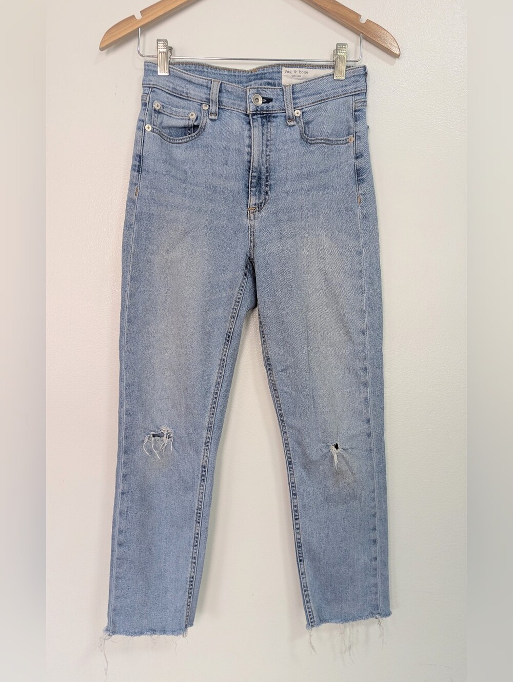 Rag & Bone Nina High Rise Ankle Cigarette Jean Light Wash Size 25